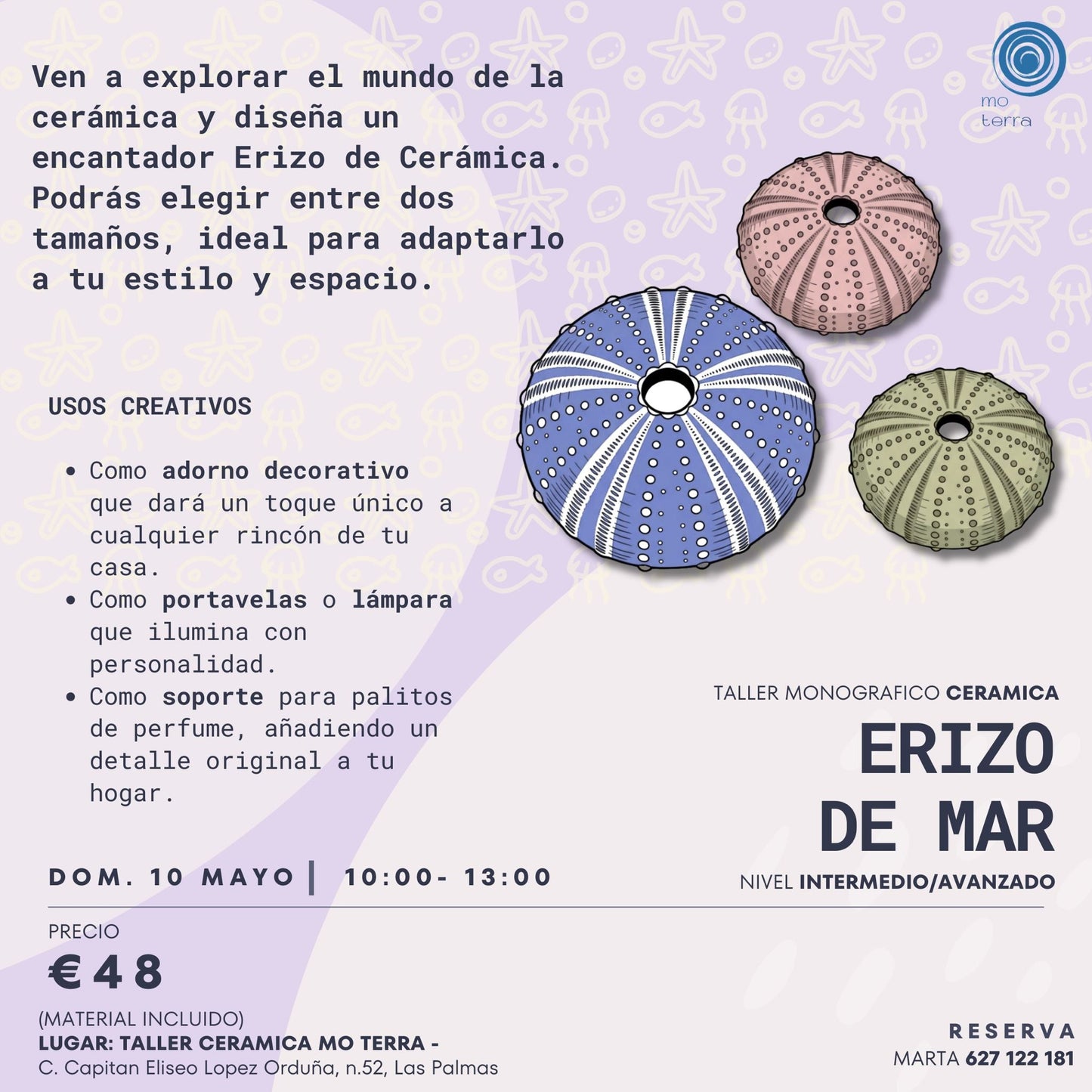 Taller Erizo de Mar ** Mayo ** - Mo Terra Pottery