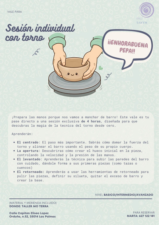 Vale Sesion Individual con Torno