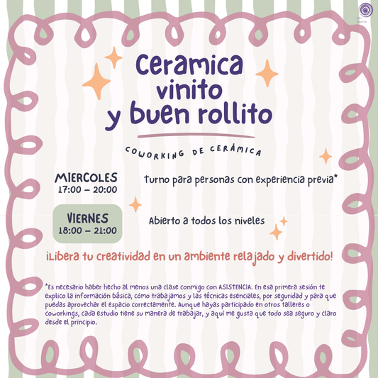 Cerámica, Vinito y Buen Rollito - VIERNES - Mo Terra Pottery