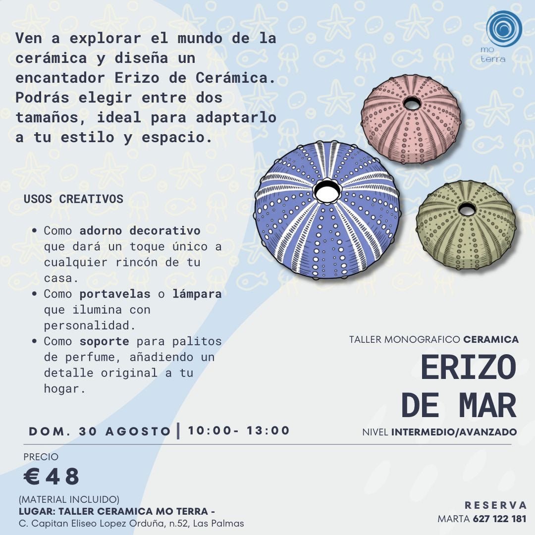 Taller Erizo de Mar ** Agosto ** - Mo Terra Pottery