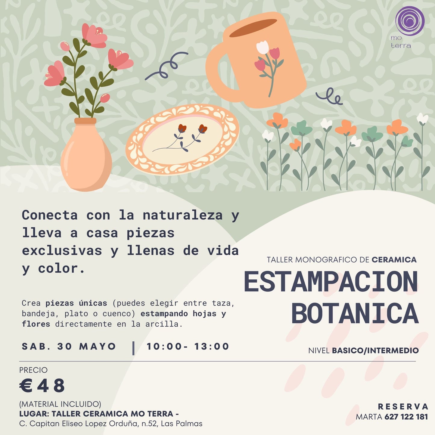 Taller Estampacion Botanica ** Mayo ** - Mo Terra Pottery