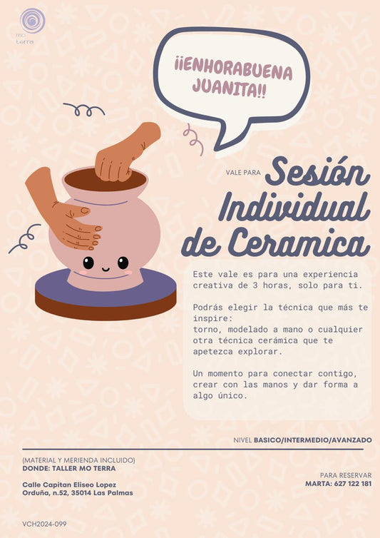 Vale Sesion Individual de Ceramica - Mo Terra Pottery